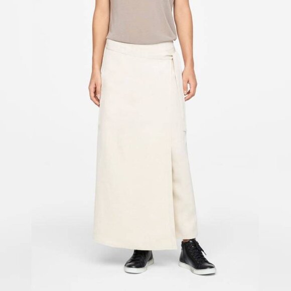 Sarah Pacini Khaki Viscose-Blend Wide-Leg Pant Skirt